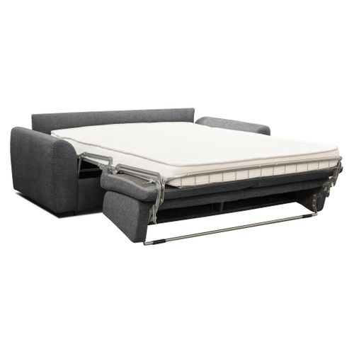 Canapé convertible express 3 places CLAYVE tissu anthracite matelas 13 cm