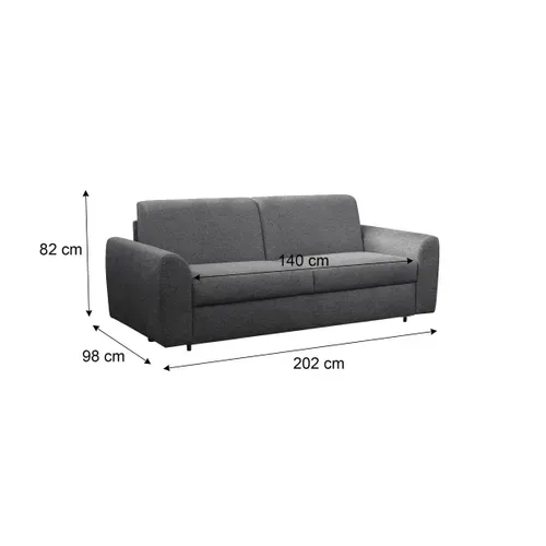 Canapé convertible express 3 places CLAYVE tissu anthracite matelas 13 cm