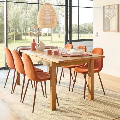 Table extensible L.160/200 cm FOLK 100% pin vue d'ambiance 1