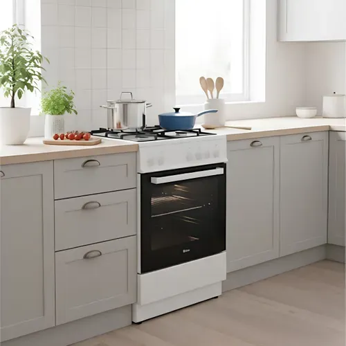Cuisinière mixte AYA ACM66GW 4 foyers 62L Blanc vue d'ambiance 1