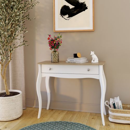 Console 1 tiroir BARROCO 2 blanc/pin