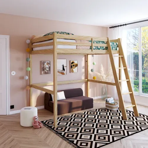 LIT MEZZANINE 140x190 cm BLOOM Naturel vue d'ambiance 1