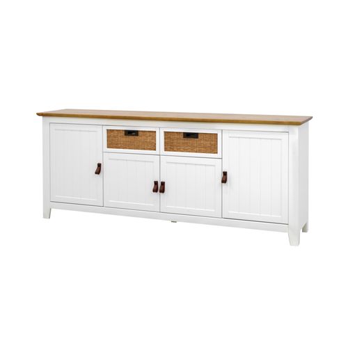 Buffet  L 200 CAROL Blanc / imitation chêne