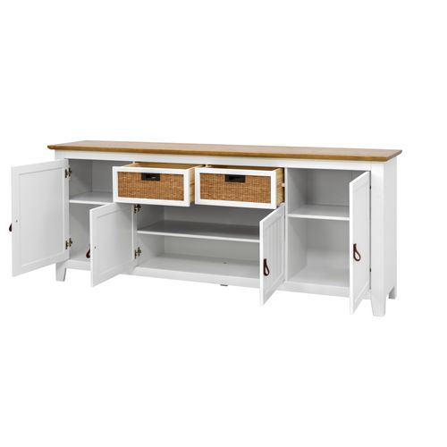 Buffet  L 200 CAROL Blanc / imitation chêne