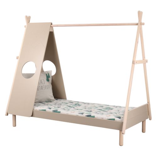 Lit tipi 90x190/200 cm SWAN taupe et pin vue 3/4
