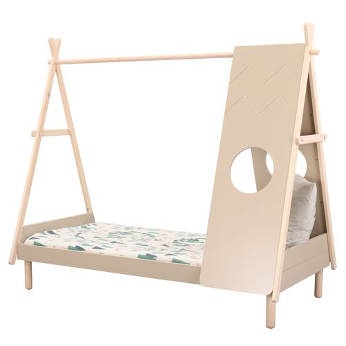 Lit tipi 90x190/200 cm SWAN taupe et pin vue de derrière