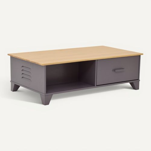 Table basse SEVEN en pin gris vue 3/4