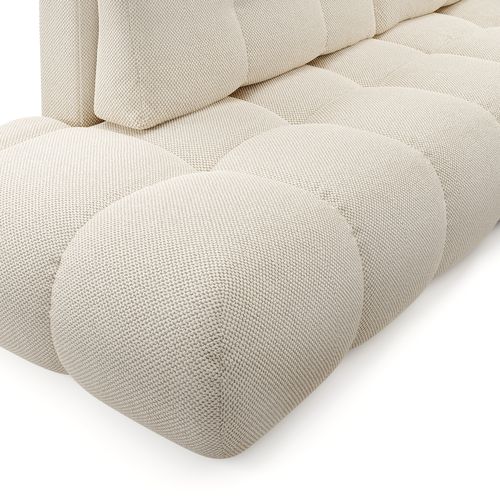 Canape d'angle droit convertible SOHA tissu crème