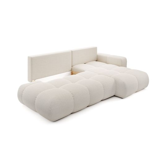 Canape d'angle droit convertible SOHA tissu crème