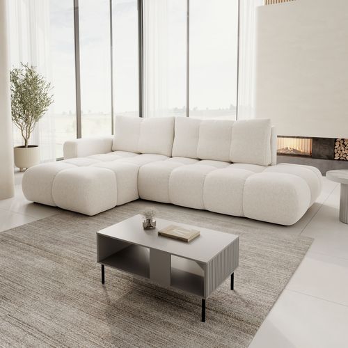 Canape d'angle gauche convertible SOHA tissu crème