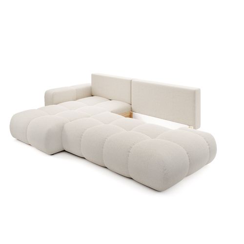 Canape d'angle gauche convertible SOHA tissu crème