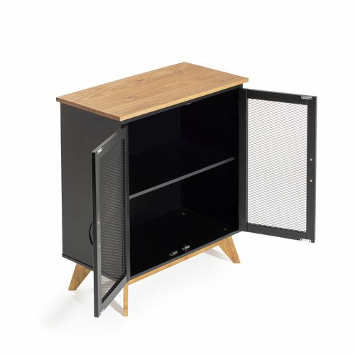 Rangement 2 portes GASPARD imitation chêne et noir