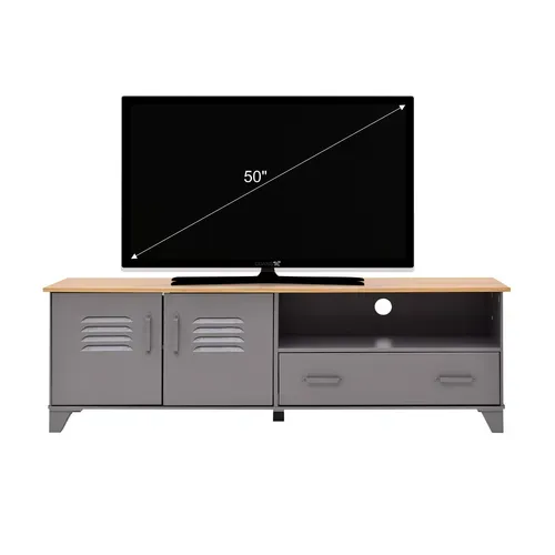 Meuble TV L.160 cm SEVEN en pin gris