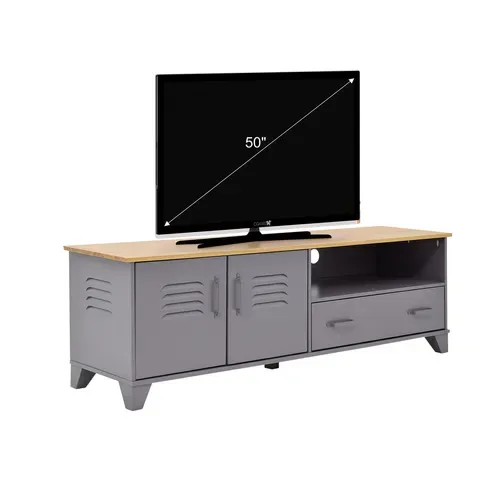 Meuble TV L.160 cm SEVEN en pin gris