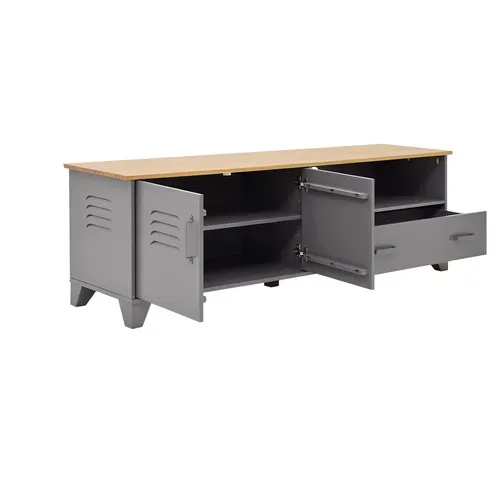 Meuble TV L.160 cm SEVEN en pin gris