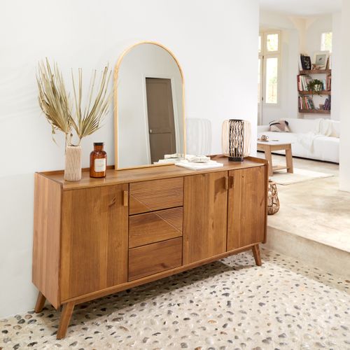 Buffet 3 portes 3 tiroirs CLAUDIA en pin massif foncé