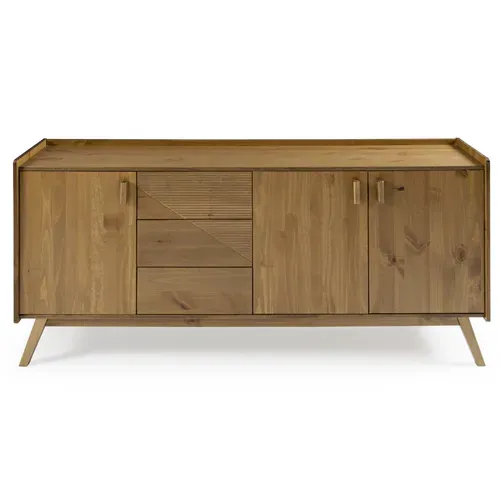 Buffet 3 portes 3 tiroirs CLAUDIA en pin massif foncé