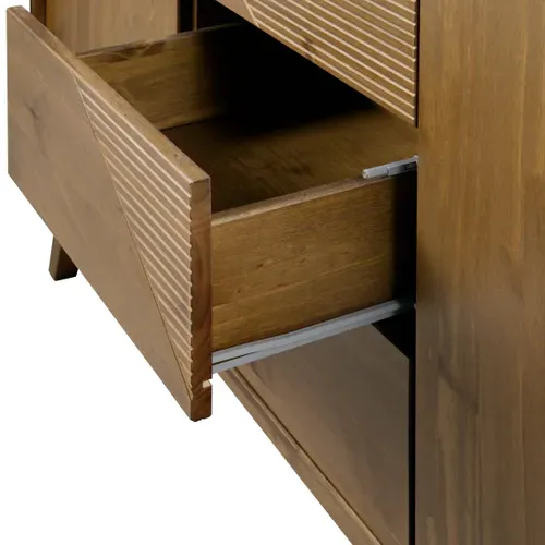 Buffet 3 portes 3 tiroirs CLAUDIA en pin massif foncé