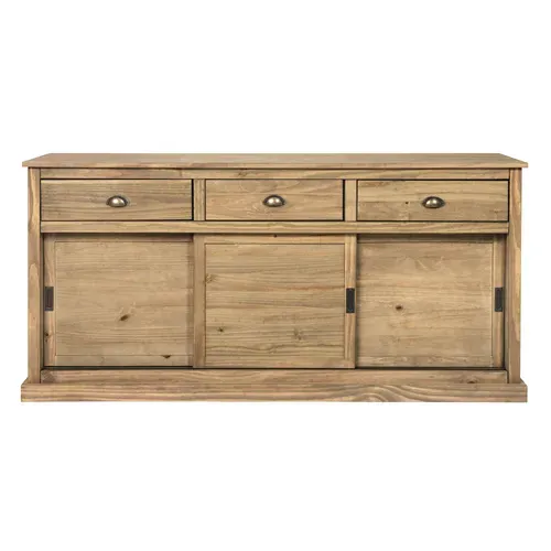 Buffet 3 Portes 3 Tiroirs ALONG en pin massif vue de face
