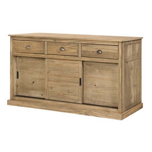 Buffet 3 Portes 3 Tiroirs ALONG en pin massif vue de profil