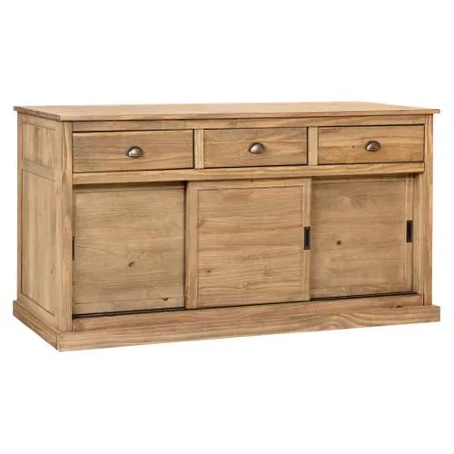 Buffet 3 Portes 3 Tiroirs ALONG en pin massif vue 3/4