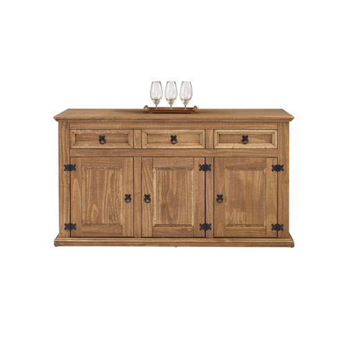 Buffet 3 portes 3 tiroirs EL PATIO en pin massif finition cirée