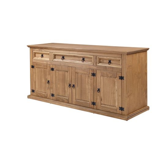 Buffet 4 portes 3 tiroirs EL PATIO en pin massif finition cirée