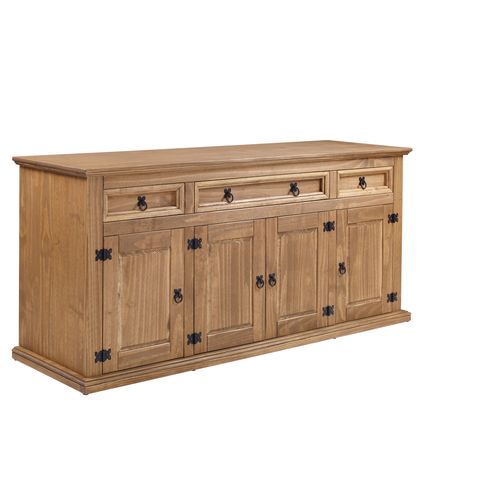 Buffet 4 portes 3 tiroirs EL PATIO en pin massif finition cirée