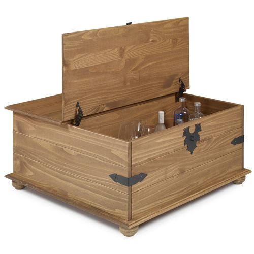 Table basse EL PATIO en pin massif finition cirée