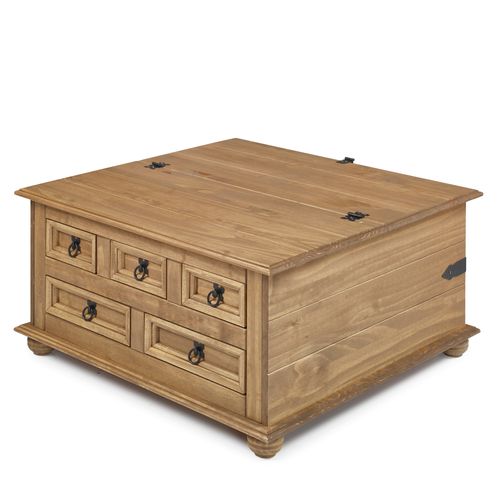 Table basse EL PATIO en pin massif finition cirée