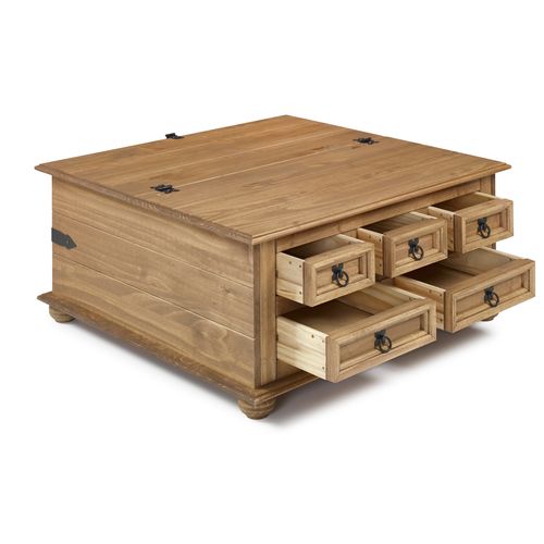 Table basse EL PATIO en pin massif finition cirée