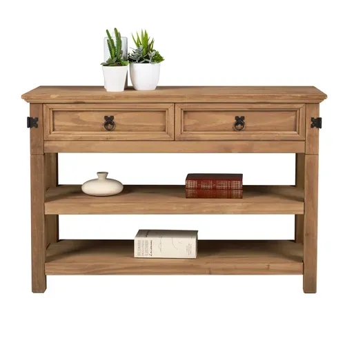 Console EL PATIO en pin massif finition cirée vue d'ambiance 1