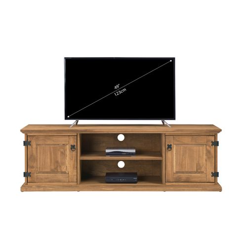 Meuble TV L.160cm EL PATIO en pin massif finition cirée