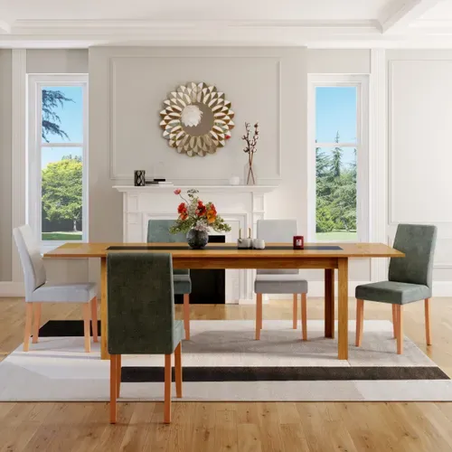 Table extensible L. 180/260 cm TARA Imitation chêne / Anthracite vue d'ambiance 1