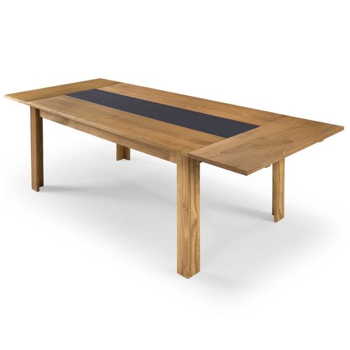 Table extensible L. 180/260 cm TARA Imitation chêne / Anthracite vue de profil