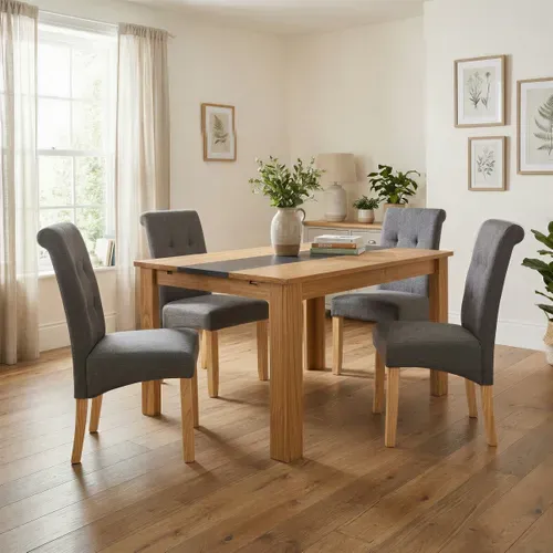 Table extensible L. 120/200 cm TARA Imitation chêne / Anthracite vue d'ambiance 1