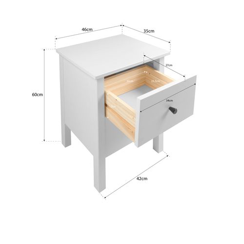 Chevet 2 tiroirs H.60 cm MARGOT blanc