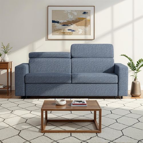 Canapé convertible express 3 places RONAN tissu gris matelas 13 cm