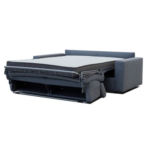 Canapé convertible express 3 places RONAN tissu gris matelas 13 cm