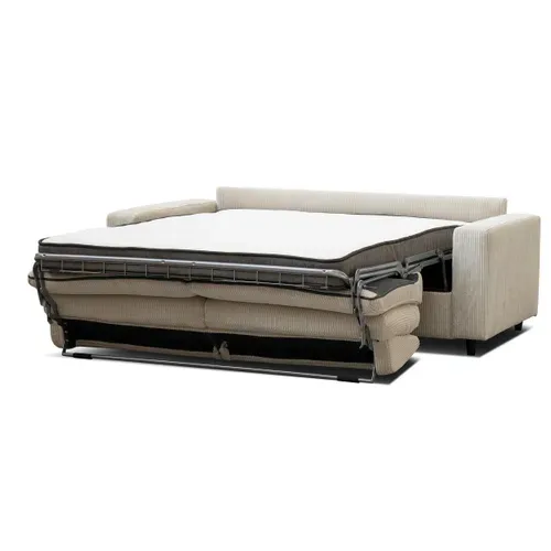 Canapé convertible express 3 places LOUISE tissu beige matelas 13 cm