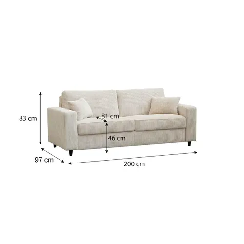 Canapé convertible express 3 places LOUISE tissu beige matelas 13 cm