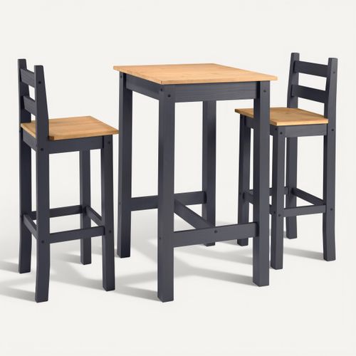 Coin repas + 2 Tabourets BELINDA Bicolore vue 3/4