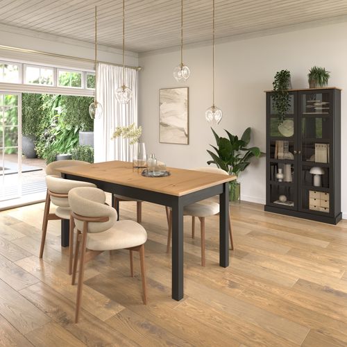 Table extensible L. 160/200 cm STANFORD Noir / miel