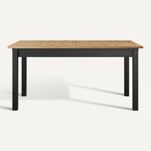 Table extensible L. 160/200 cm STANFORD Noir / miel vue de face