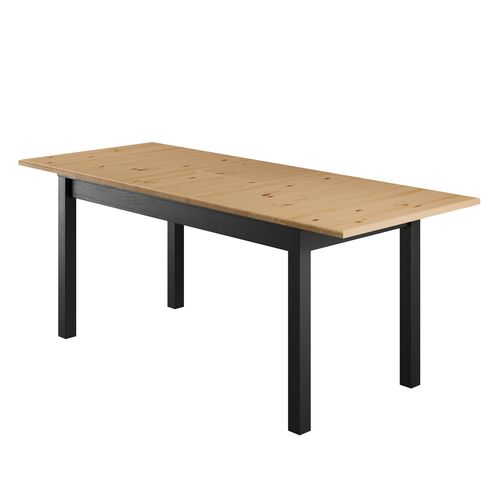 Table extensible L. 160/200 cm STANFORD Noir / miel vue de profil