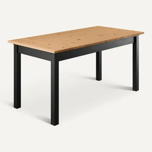 Table extensible L. 160/200 cm STANFORD Noir / miel vue 3/4