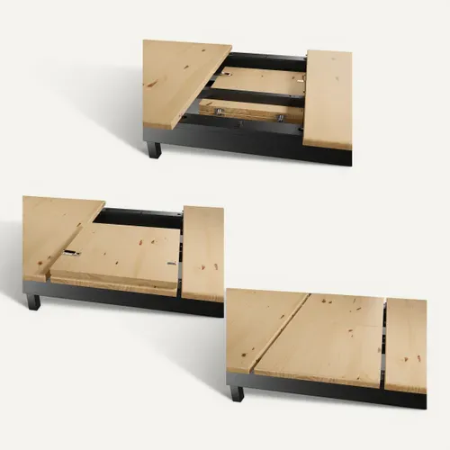 Table extensible L. 160/200 cm STANFORD Noir / miel