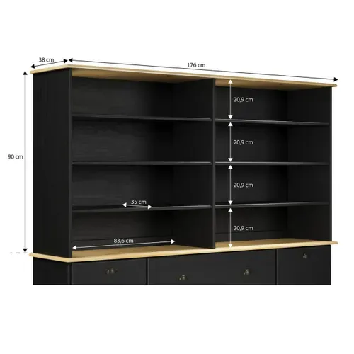 Réhausse L. 176 cm STANFORD Noir / miel