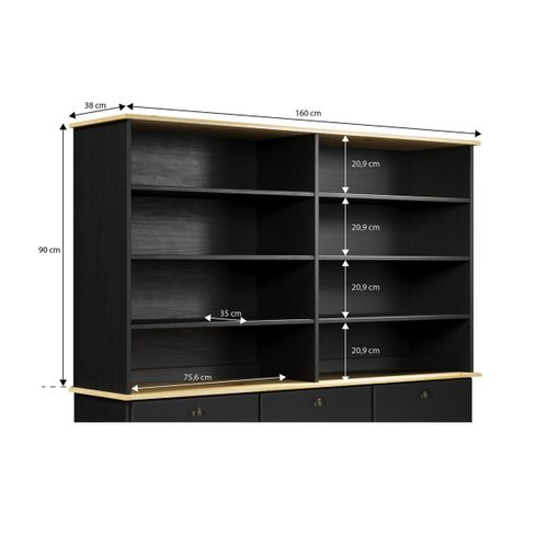 Réhausse L. 160 cm STANFORD Noir / miel