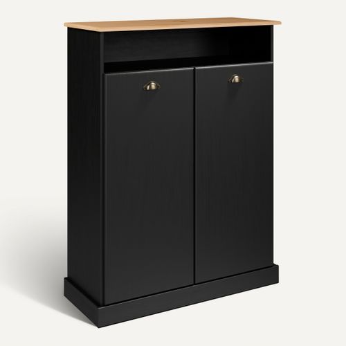 Buffet H. 120 cm STANFORD Noir / miel vue 3/4